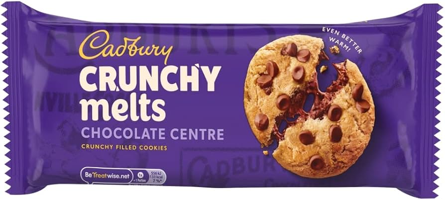 12 x Cadbury Crunchy Melts Chocolate Centre Chocolate Chip Cookies 156G