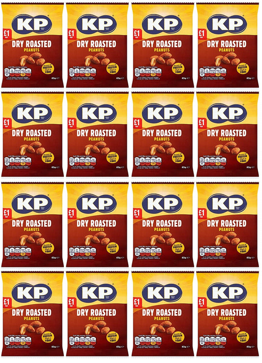16 x Kp Dry Roasted Peanuts - 65GM