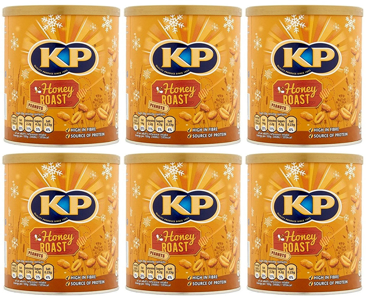 6 X Kp Honey Roasted Peanuts Tin 375GM