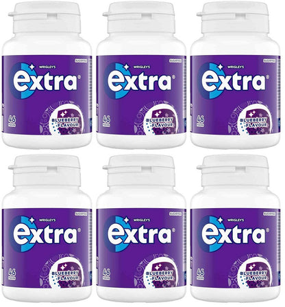 6 x Extra Blueberry Chewing Gum Bottle - 46PCE