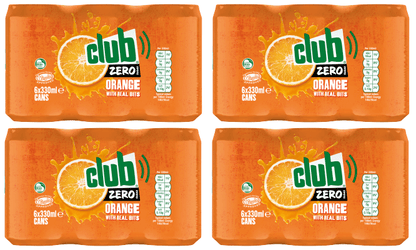24 x Club Zero Orange Cans 330Ml