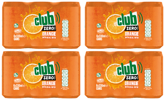 24 x Club Zero Orange Cans 330Ml