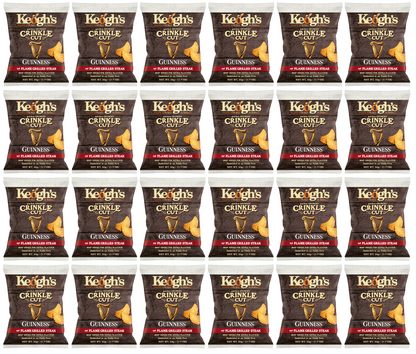 24 X Keoghs Crinkle Cut Guinness & Steak 50Gm