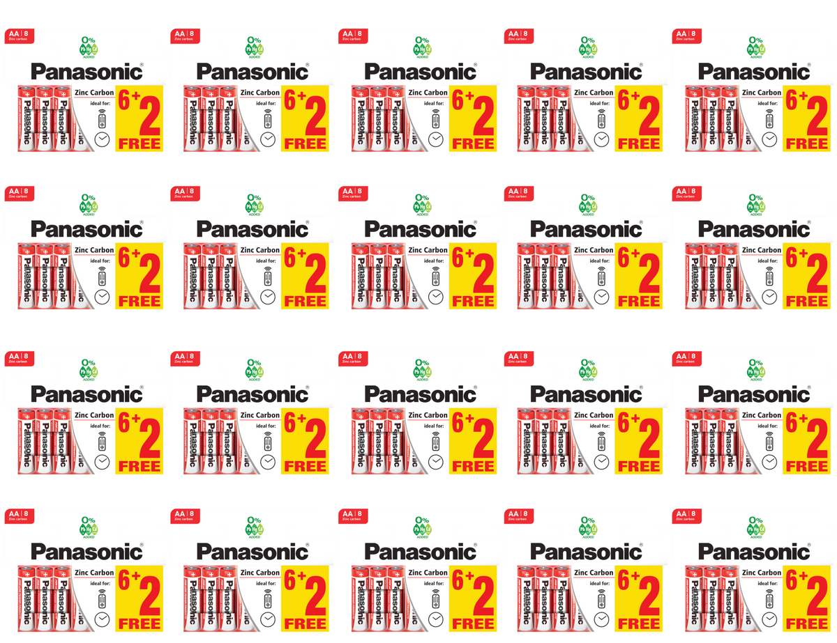 20 x Panasonic Batteries Aa 6+2 Free 8 Pack