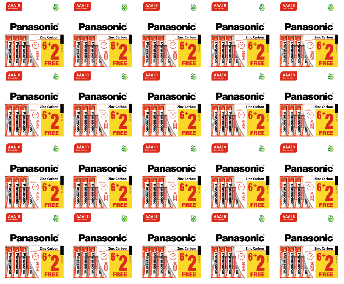 20 x Panasonic Batteries Aaa 6+2 Free 8 Pack