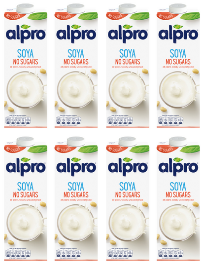8 x Alpro Soya Unsweetened 1Ltr
