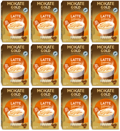 12 x Mokate Gold Latte Caramel 10 Sachets - 140GM