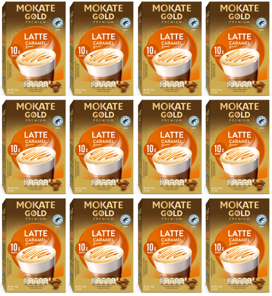 12 x Mokate Gold Latte Caramel 10 Sachets - 140GM
