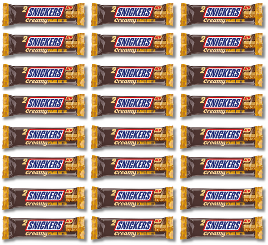 24 X Snickers Creamy Peanut Nut Butter Choc Duo Bar 36.5Gm