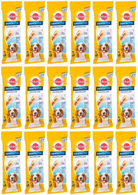 18 x Pedigree Dentastix Medium 3 Stick 77Gm