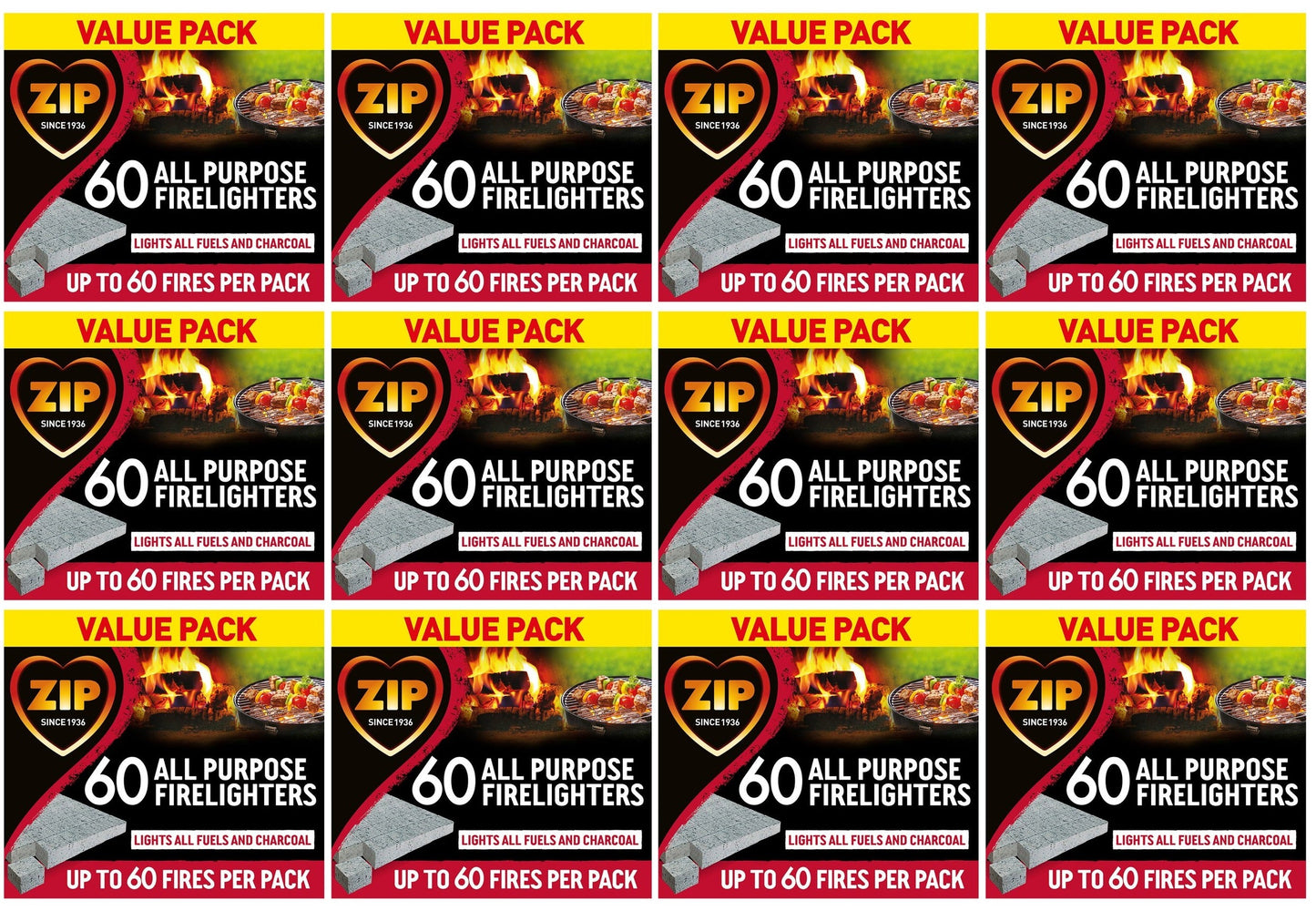 12 x Zip 60 High Performance All Purpose Firelighters