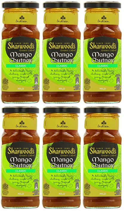 6 x Sharwood's Green Label Mango Chutney 360G