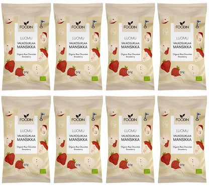 8 x Foodin Org Raw White Chocolate Strawberry - 50g