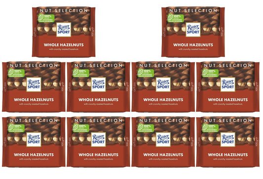 10 x Ritter Sport Nut Selection Whole Hazelnuts 100G