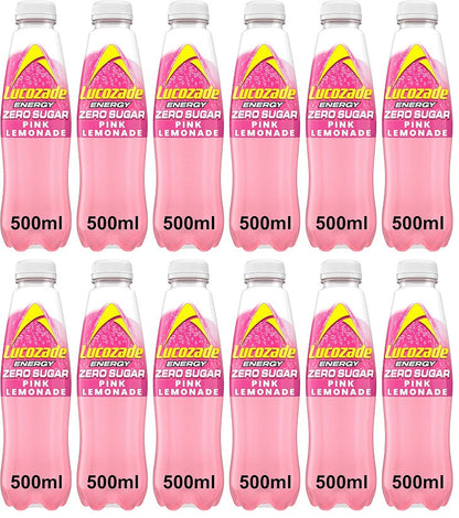 12 x Lucozade Zero Pink Lemonade - 500ML