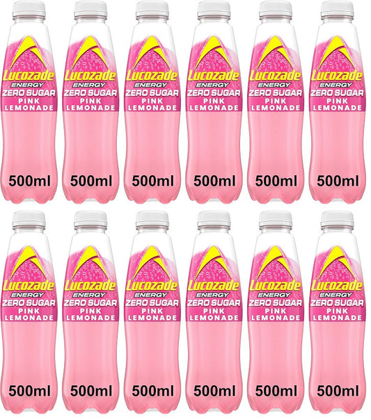 12 x Lucozade Zero Pink Lemonade - 500ML