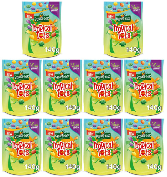 10 x Rowntree's Tropical Tots Vegan Friendly Sweets Sharing Bag 140G