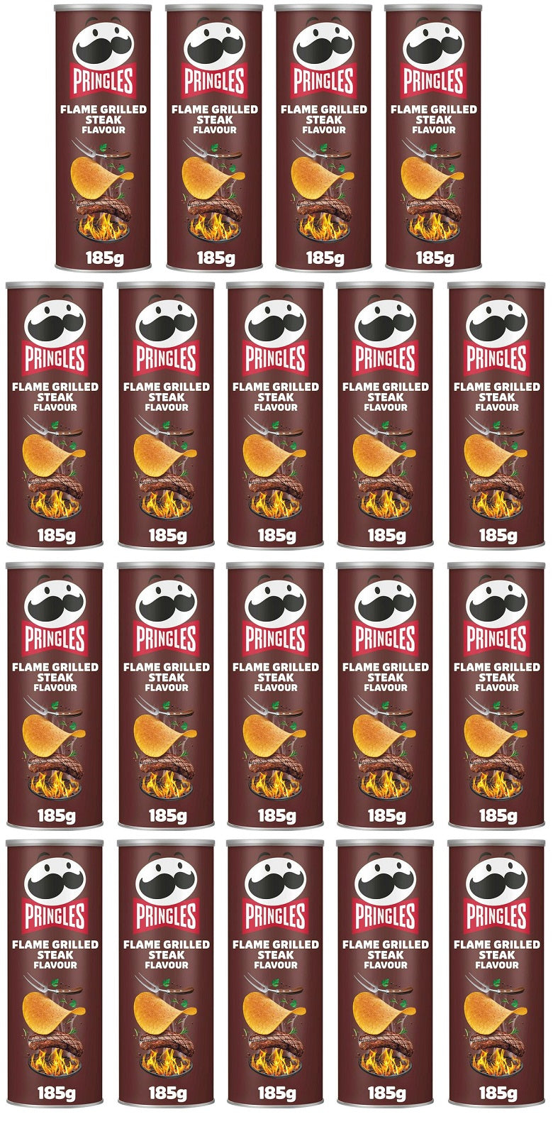 19 x Pringles Flame Grilled Steak  - 185GM