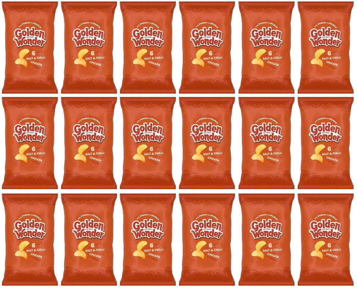 18 x Golden Wonder Salt & Chilli Chicken 6pk - 6X25GM