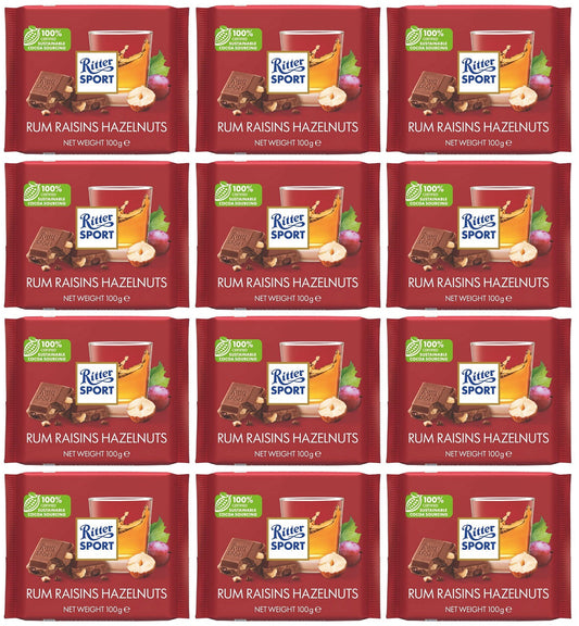 12 x Ritter Sport Rum & Raisin - 100G