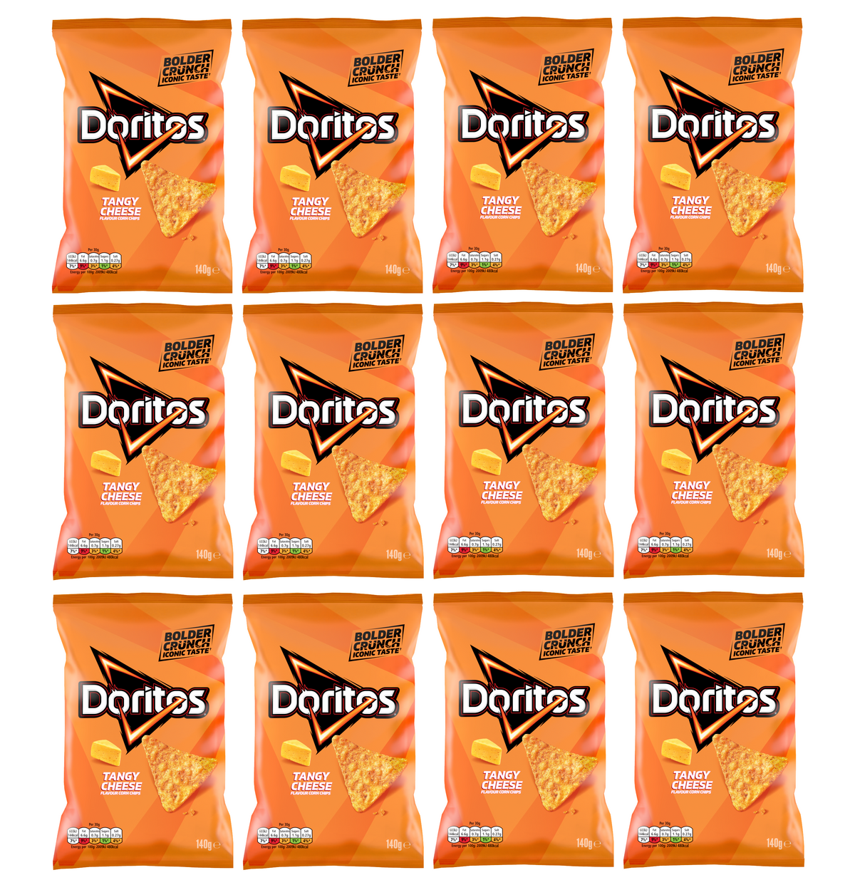 12 x Doritos Tangy Cheese Large Bag 140Gm