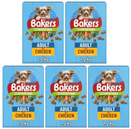 5 x Bakers Adult Chicken & Country Vegetables - 1.2KG