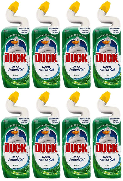 8 x Duck Deep Action Gel Toilet Liquid Cleaner Pine 750Ml