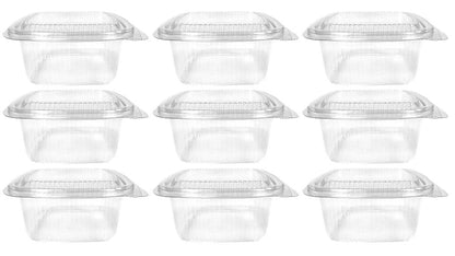 9 x Container Salad Square Hinged 750Ml