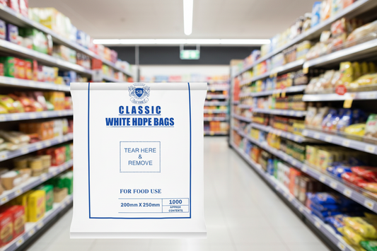 10 x Shabra Classic White Hdpe Bags 200Mm X 250Mm