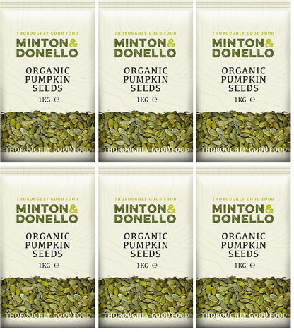 6 x Minton & Donello Organic Pumpkin Seeds - 1000g