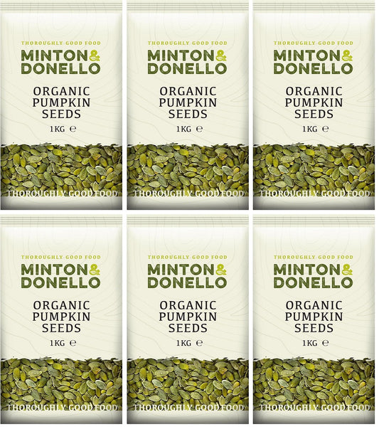 6 x Minton & Donello Organic Pumpkin Seeds - 1000g