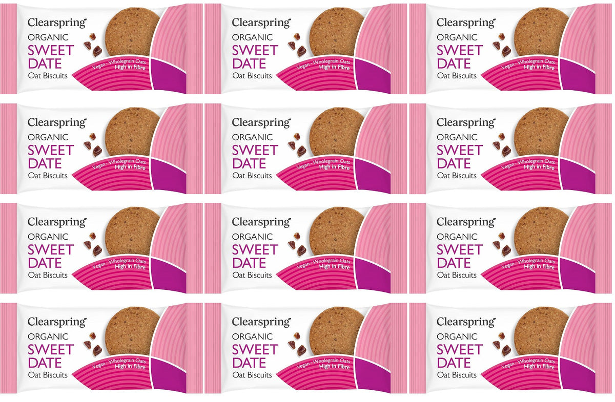 12 x Clearspring Org Oat Biscuits Sweet Date - 40g