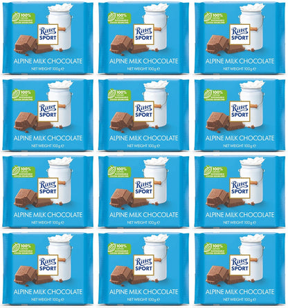 12 x Ritter Sport Alpine Milk Chocolate - 100G