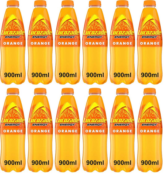 12 x Lucozade Energy Drink Orange 900Ml