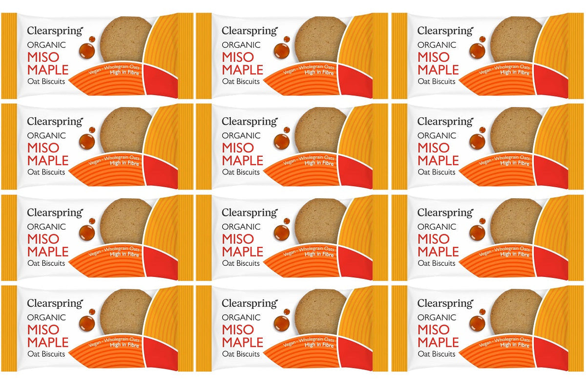 12 x Clearspring Org Oat Biscuits Miso Maple - 40g