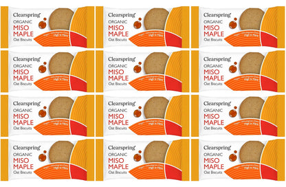 12 x Clearspring Org Oat Biscuits Miso Maple - 40g