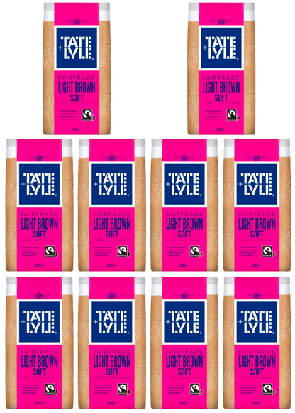 10 x Tate & Lyle Soft Brown Light Sugar 500Gm