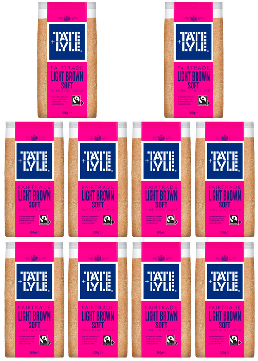 10 x Tate & Lyle Soft Brown Light Sugar 500Gm
