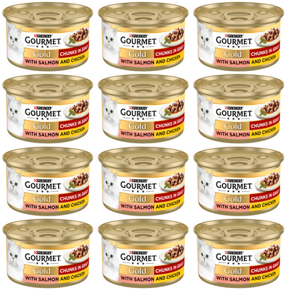 12 x Purina Gourmet Gold Salmon & Chicken In Gravy 85Gm
