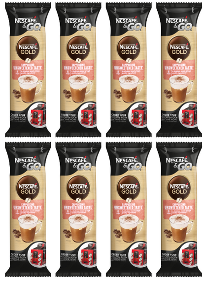 8 X Nescafe Go Cappuccino Unsweetned Cup