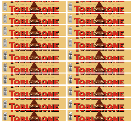 20 x Toblerone Milk Chocolate Bar 100Gm