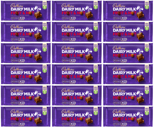 18 x Cadbury Fruit & Nut Large Bar 95Gm