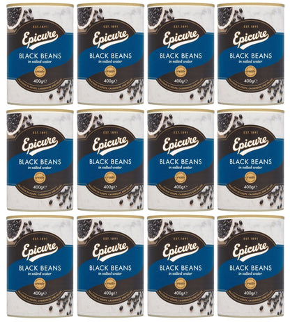 12 x Epicure Black Beans In Salted Water 400G