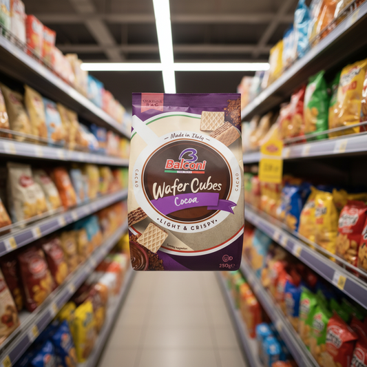 10 x Balconi Cubi Wafer Bag Cocoa  - 250GM