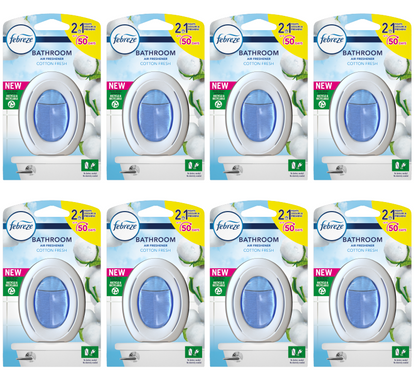 8 x Febreze Freshener Bathroom Cotton 7.5Ml