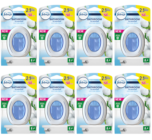 8 x Febreze Freshener Bathroom Cotton 7.5Ml