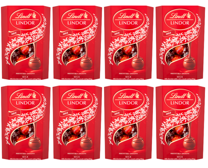 8 x Lindt Lindor Milk Chocolate Truffles Box Cornet - 200Gm