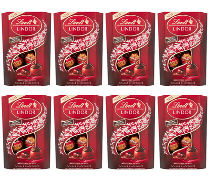 8 x Lindt Lindor Double Chocolate Truffles Box Cornet - 200G