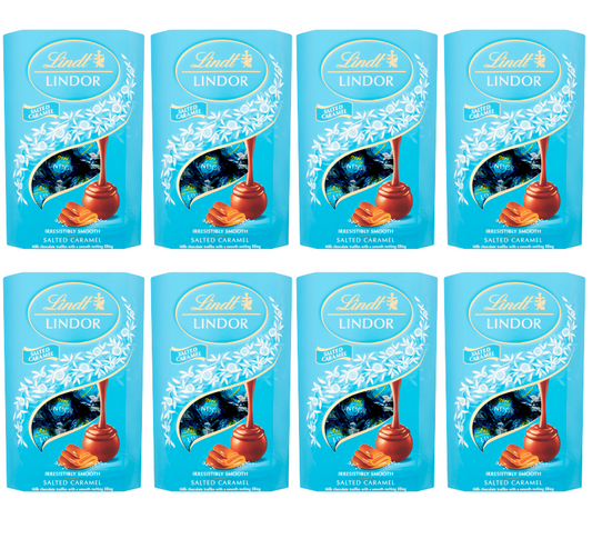 8 x Lindt Lindor Salted Caramel Truffles Box Cornet - 200Gm