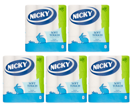 5 x Nicky Soft Touch White 9 Roll